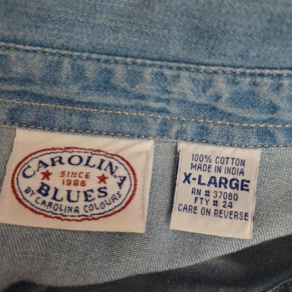 Carolina Blues By Carolina Colours Vintage Denim Top Size XL - Picture 3 of 3